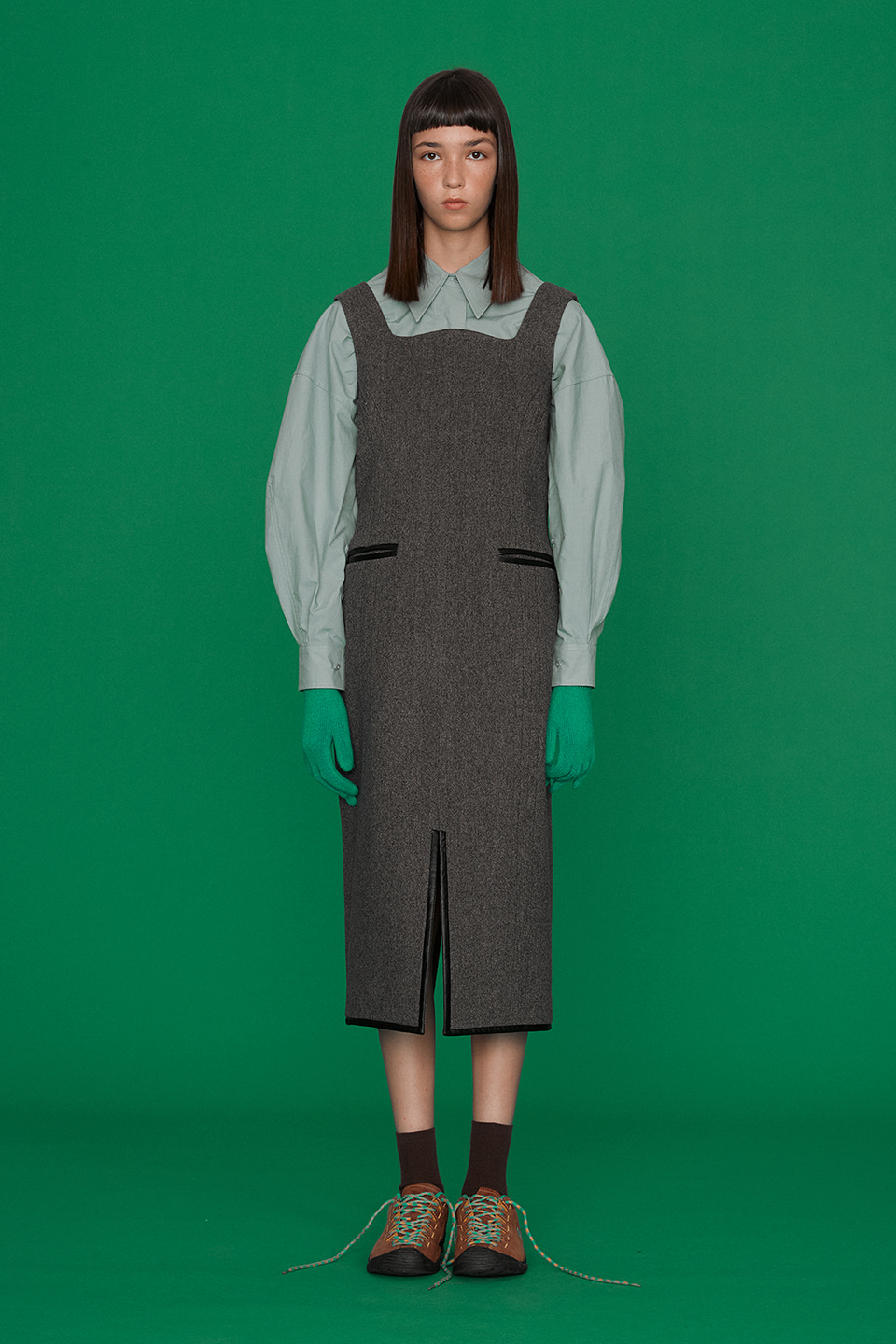 Rinda Wool Bustier Dress_D/GREY