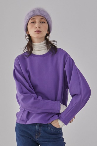 Lea Dart Sleeve Sweat Shirt_ Purple