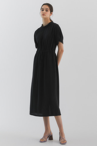 Rosie Shirring Dress_Navy