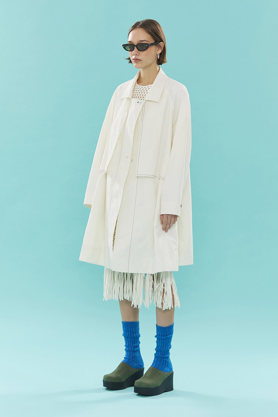[MIDDLE SALE]Loose Fit Half Trench_IVORY