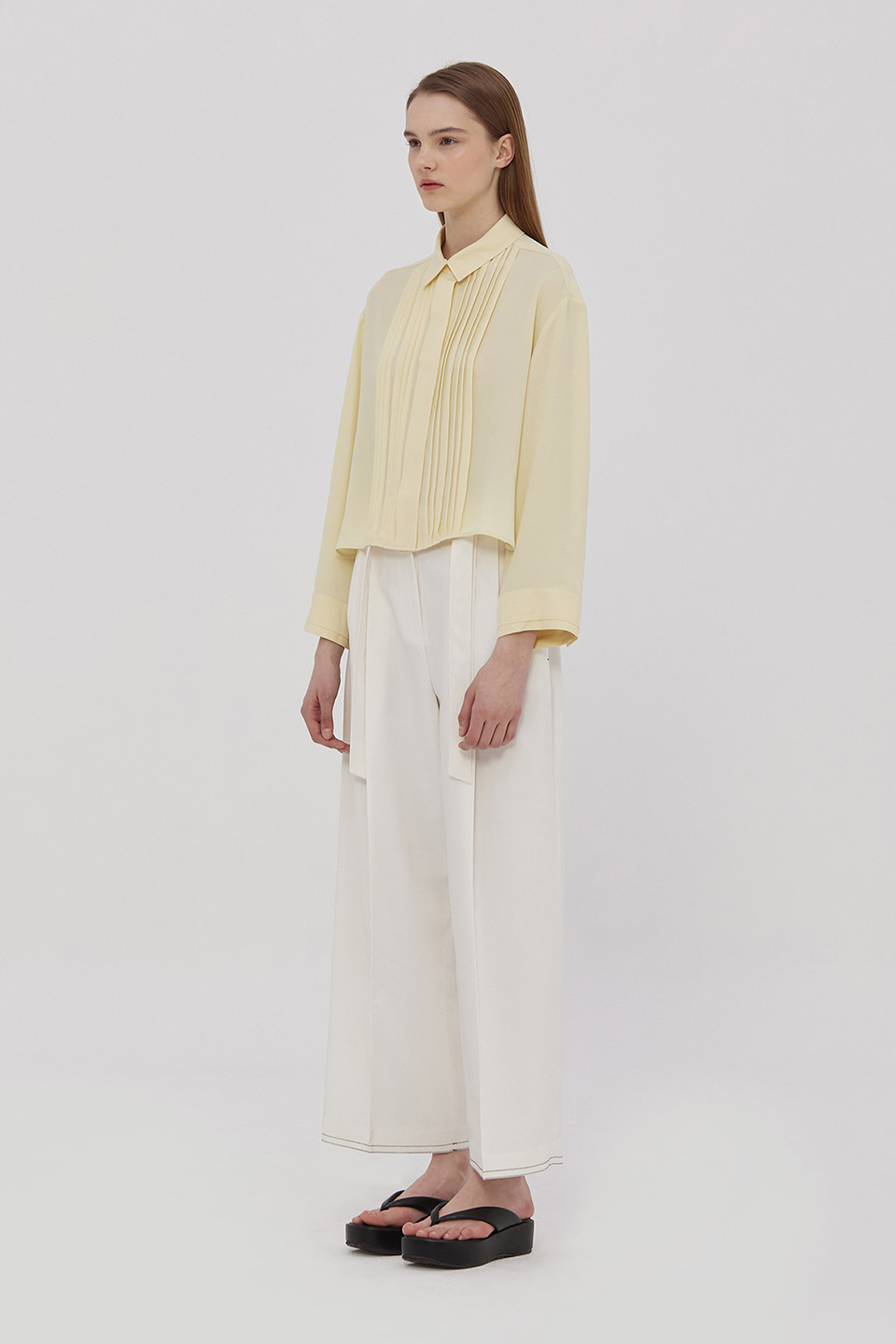 [MIDDLE SALE 기간한정]Pintuck Cropped Blouse_YELLOW