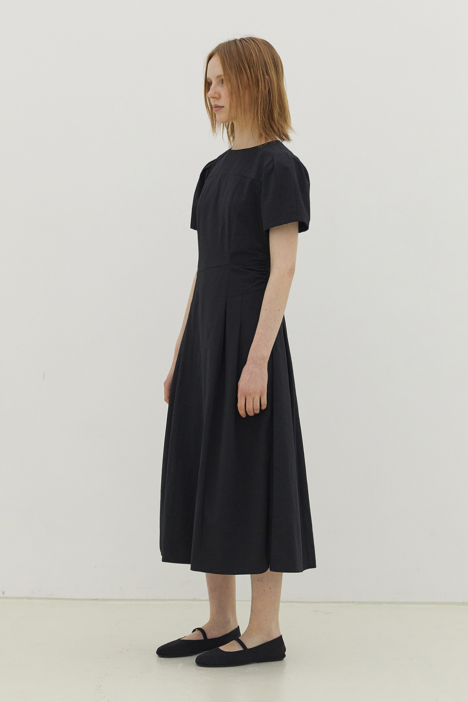 Shirring Long Dress_BLACK