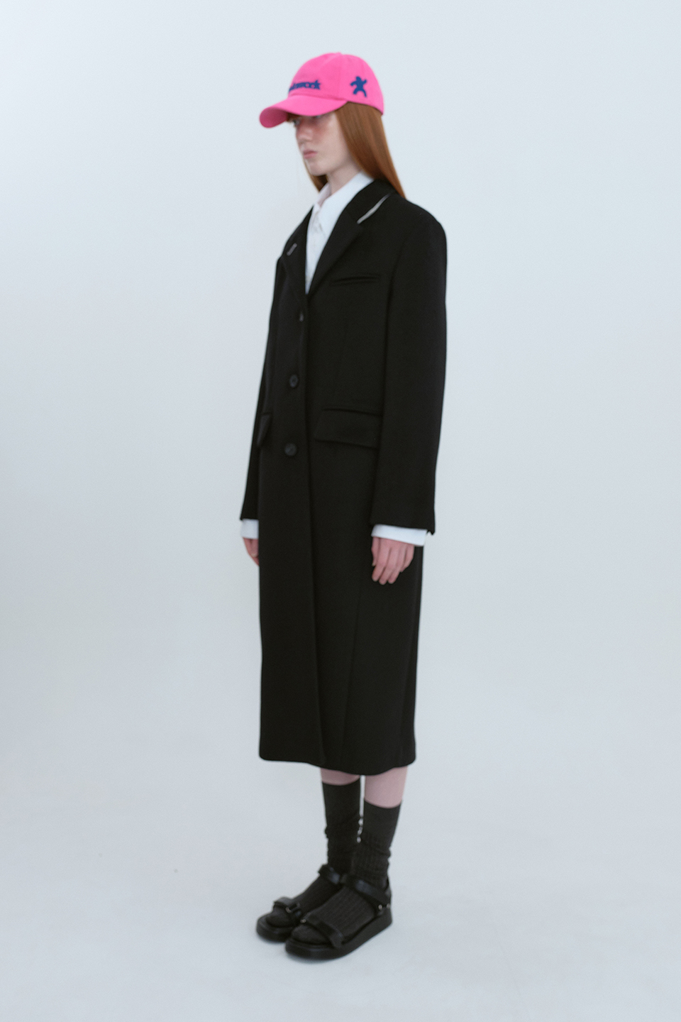 Tailored 3-Button Long Coat_BLACK