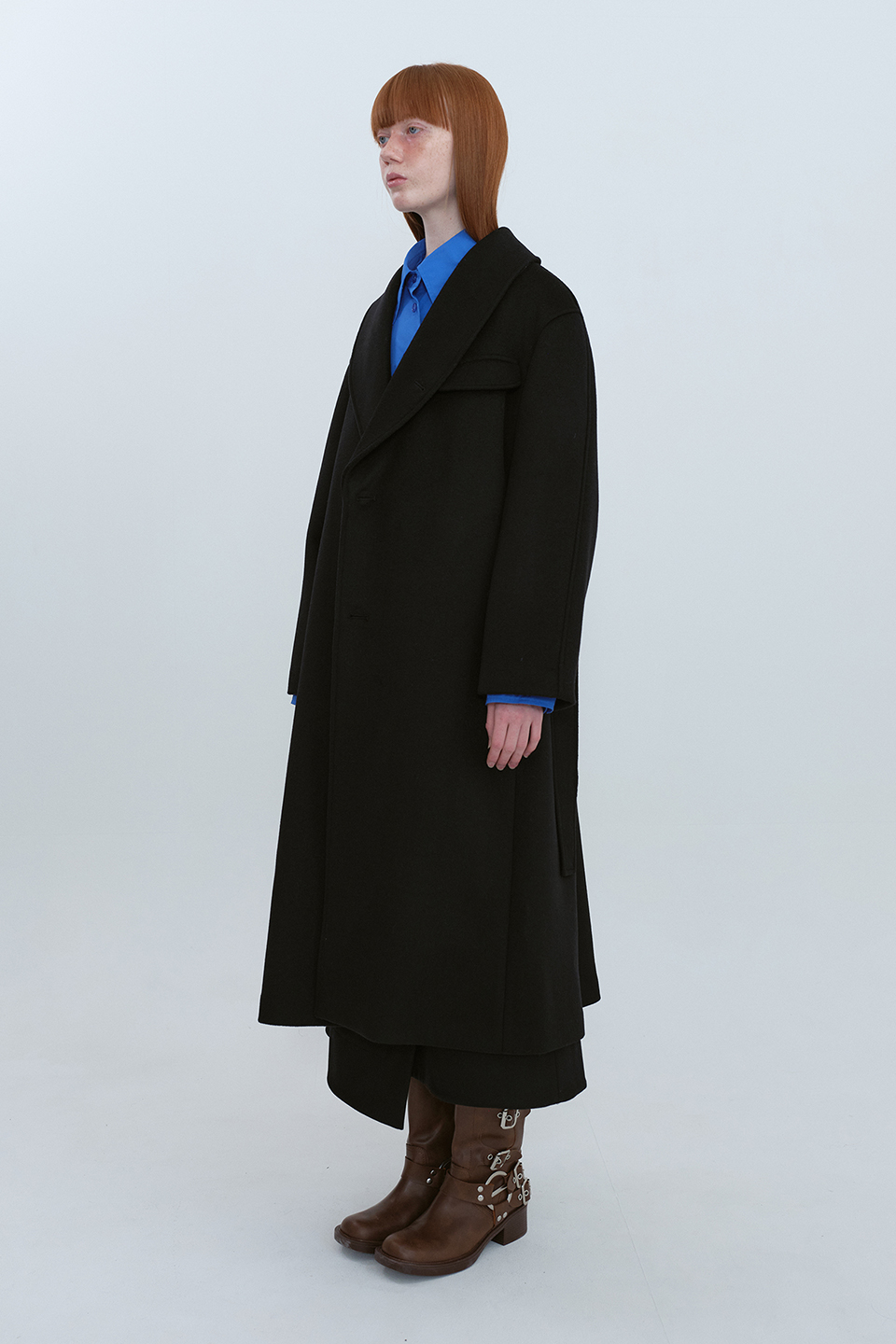 Shawl Collar Long Coat_BLACK