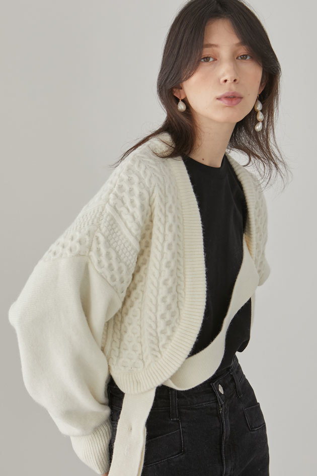 Maty Cable Cardigan_Ivory
