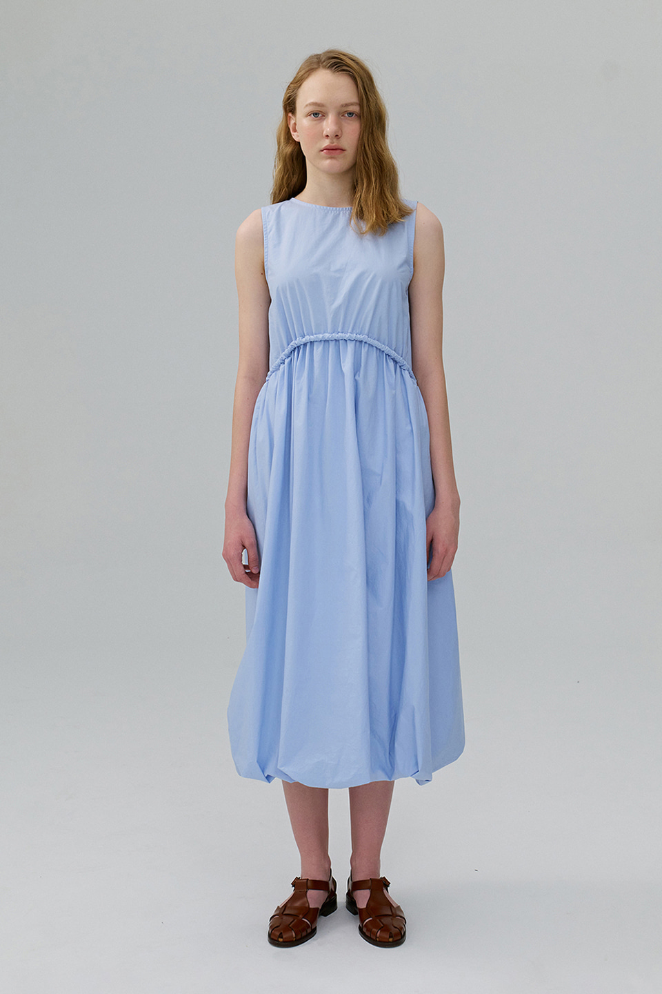 [Outlet] Piped Waist Dress_SKY BLUE