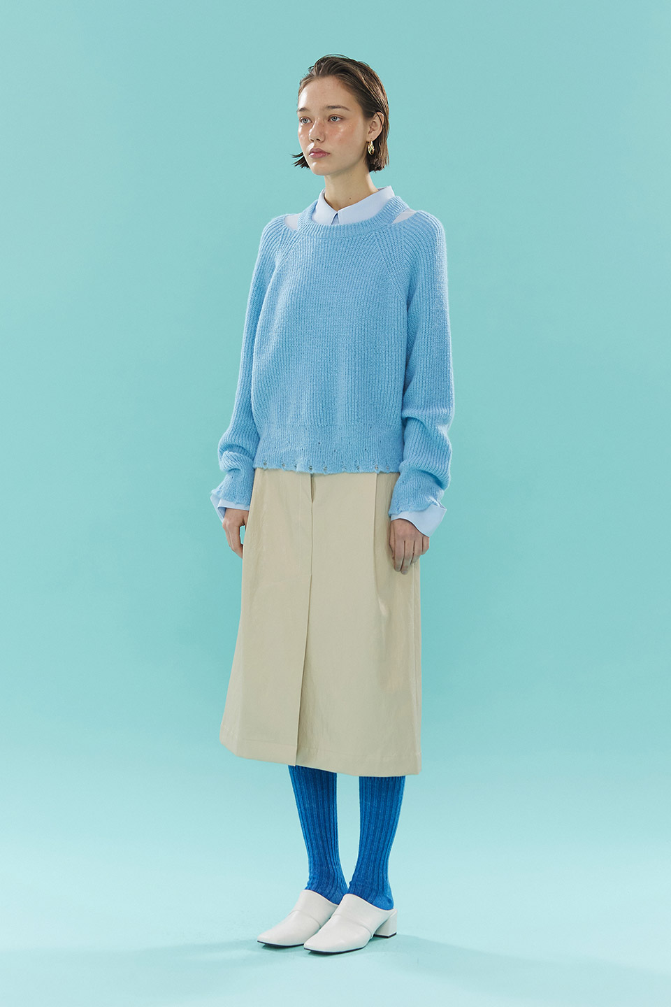Loose Fit Cropped Knit_BLUE