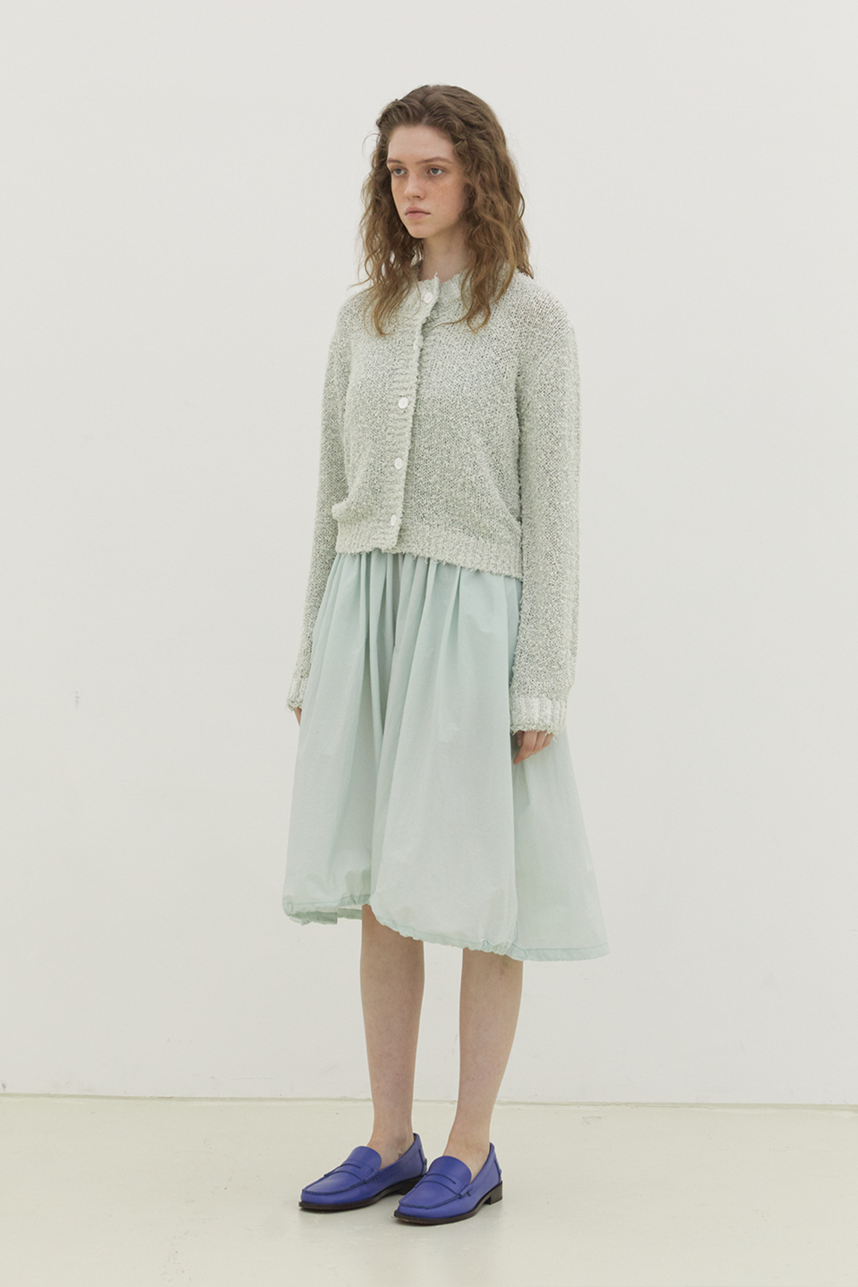 Boucle Cropped Cardigan_MINT