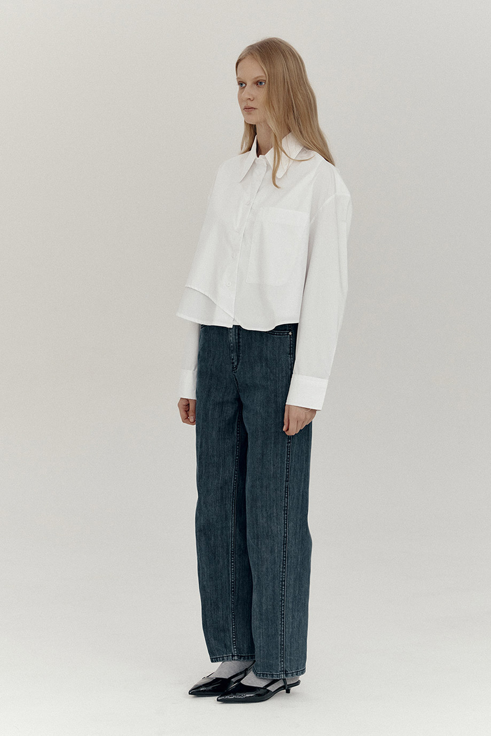 Curved Cropped Shirt_WHITE