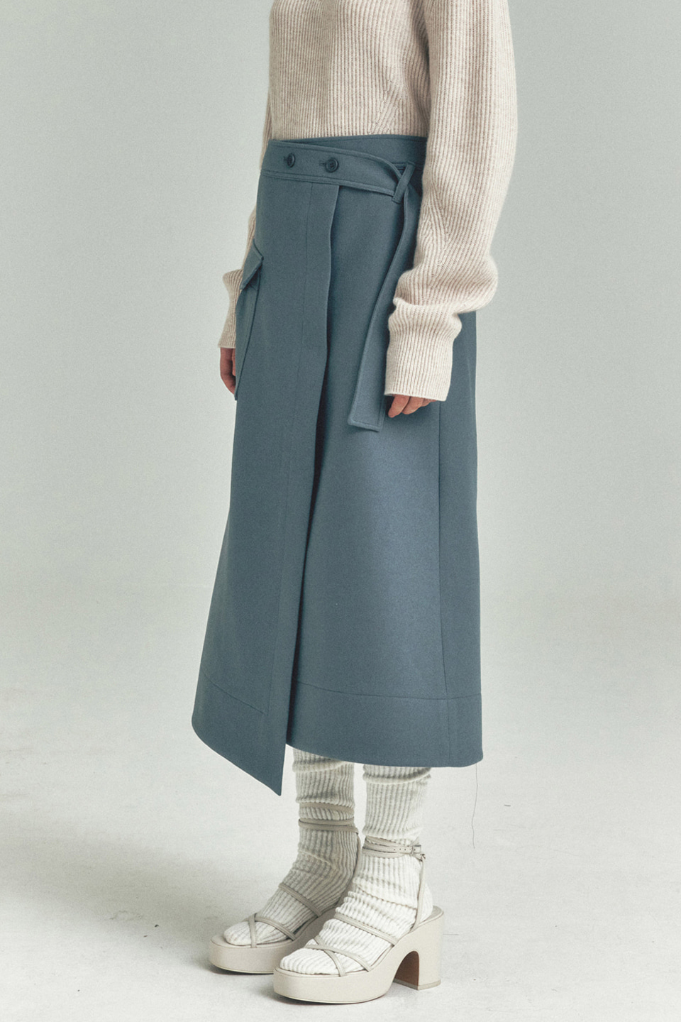 Wool Wrap Skirt_D/BLUE
