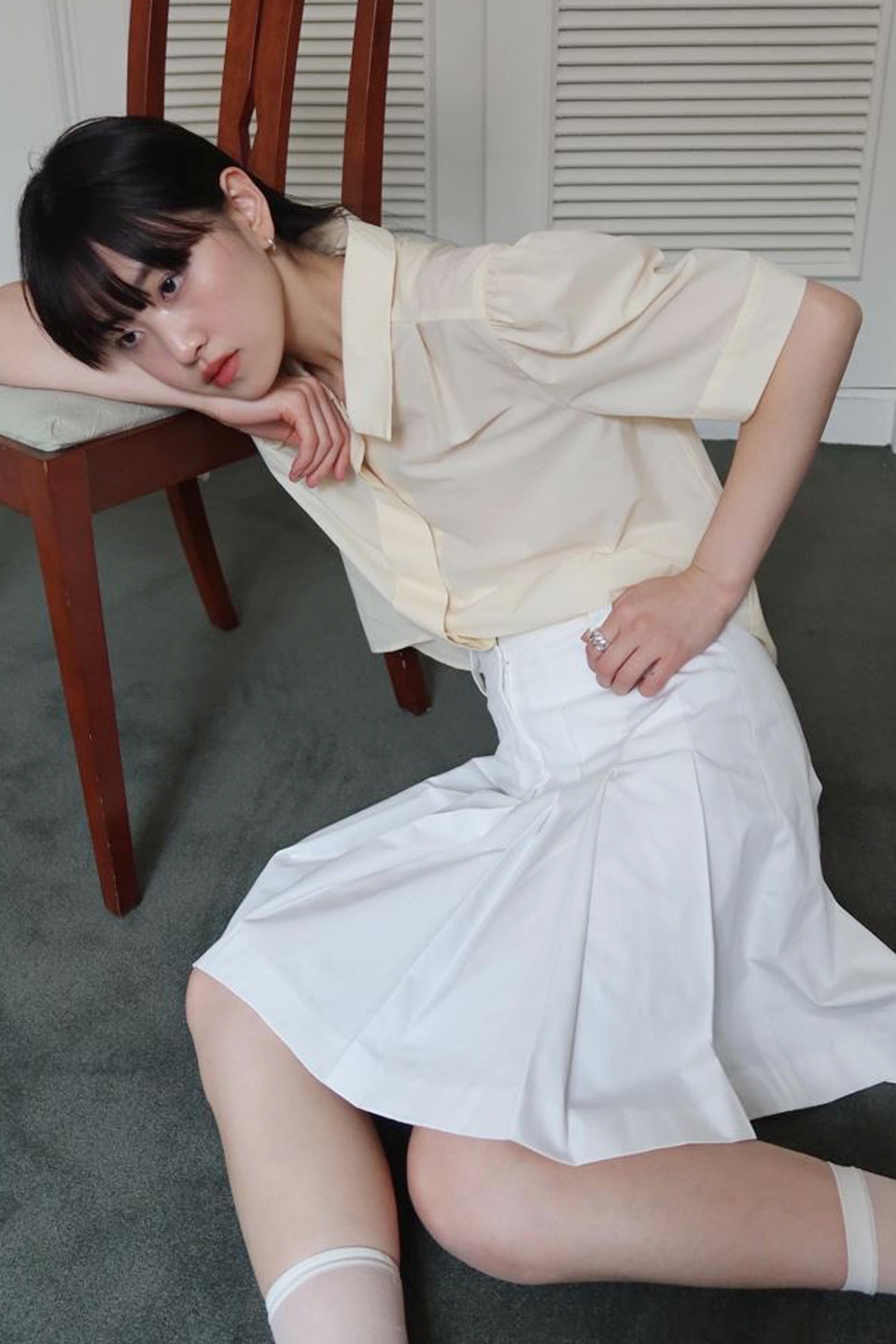 [인플루언서 PICK] Cotton Pleats Skirt_WHITE