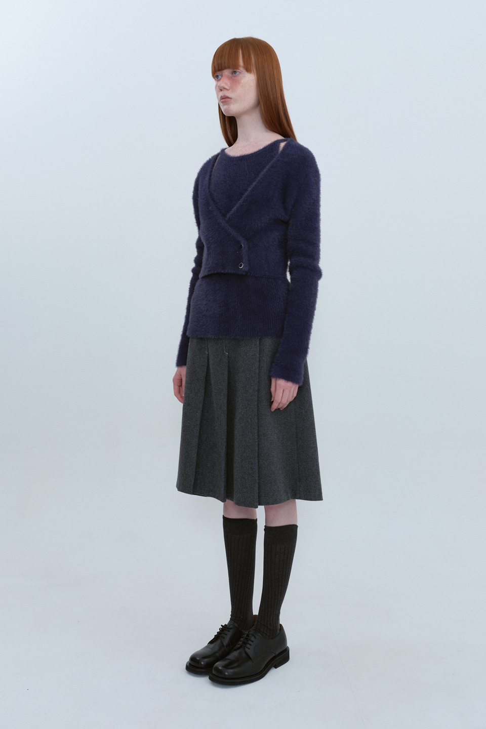 Furry Wrapped Cardigan_NAVY