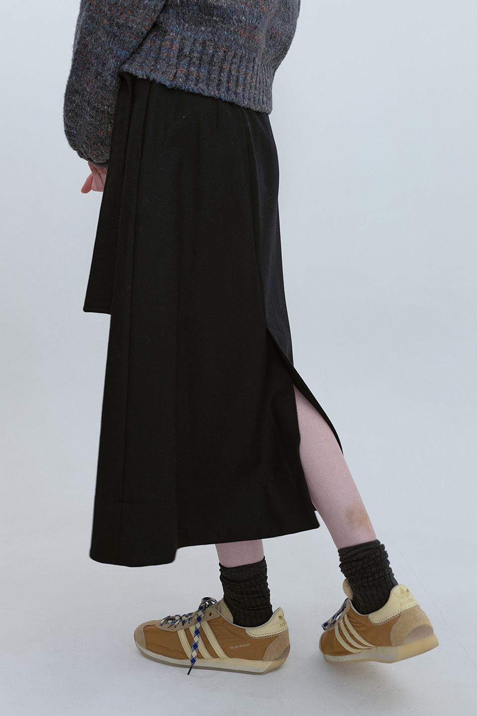 Wool Wrap Skirt_BLACK